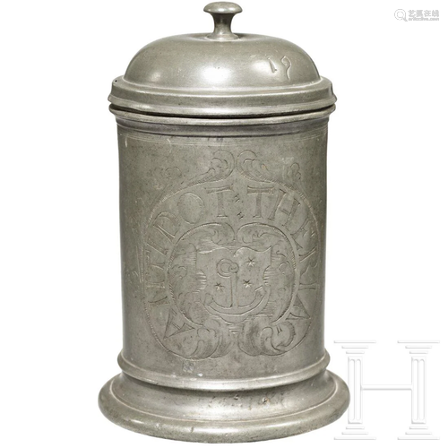 A German apothecary pewter jar, circa 1700