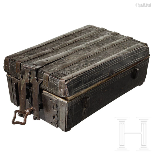 A South French leather-covered messenger's casket, 1st