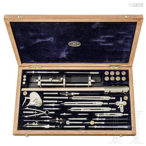 A large German case of compasses by E.O. Richter & Co.,