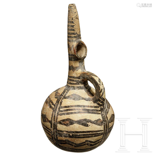 A Greek/Cyprian Helladic spherical bottle with long