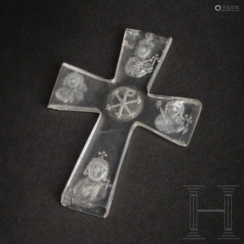 A Byzantine rock crystal cross with four emperors