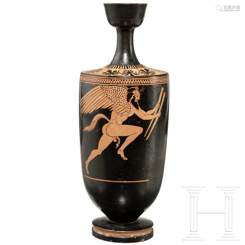 An Attic lekythos with satyr, 5th century B.C.