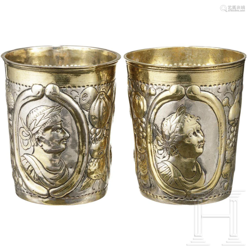 A pair of silver imperator cups, Johann Paul Schmidt,