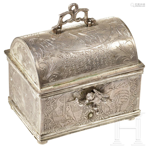 A silver Dutch marriage casket, circa 1700