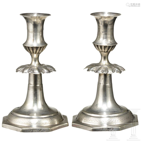 A pair of silver candlesticks, master Dethlef