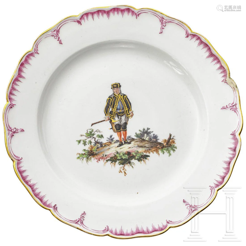 A German plate by KPM with depiction of a miner, late