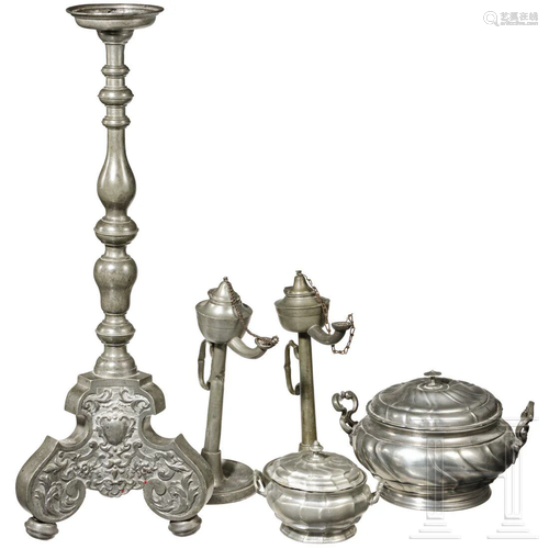 A group of south German pewter objects, 18th/19th