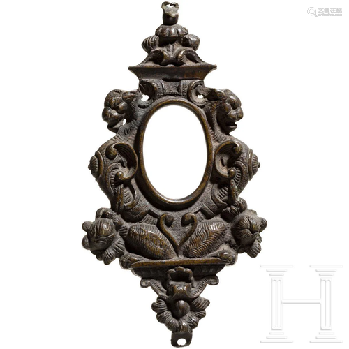 A Italian bronze frame for miniatures, 16th/17th