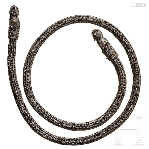 A Viking silver chain with theriomorphic ends, 10th