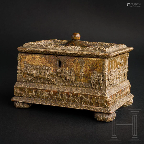 A rare North Italian pastiglia casket, circa 1500