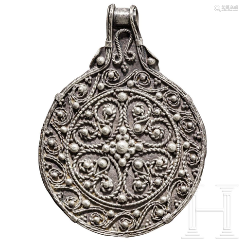 A Viking filigree silver pendant, 10th century