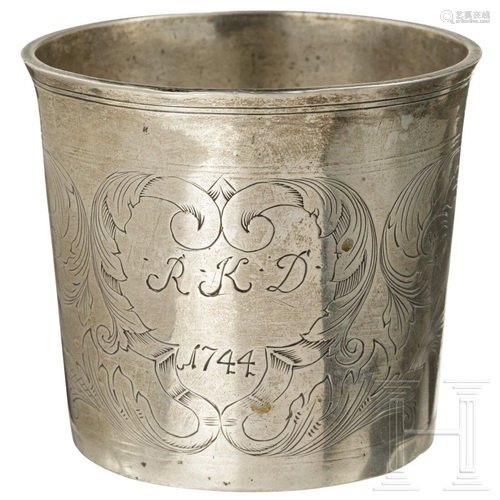 A Norwegian silver beaker, dated 1744