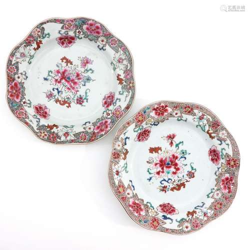 A Pair of Famille Rose Plates