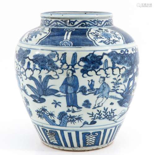 A Large Blue and White Jar