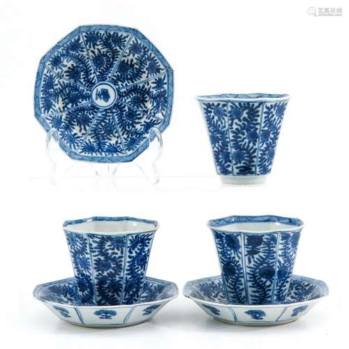 A Set of 3 Cups and Saucers