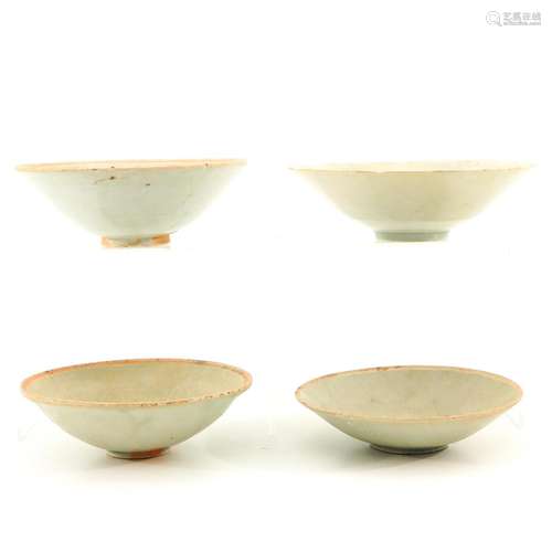 A Collection of 4 Celadon Song Bowls