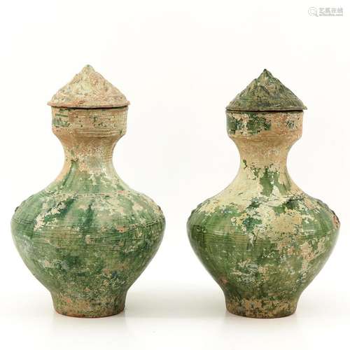 A Pair of Chinese Tomb Hu Vases