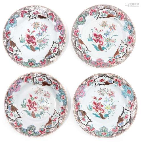 A Series of 4 Famille Rose Plates