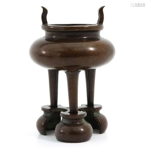 A Bronze Censer and Stand