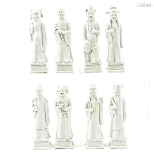 A Set of 8 Blanc de Chine Sculptures