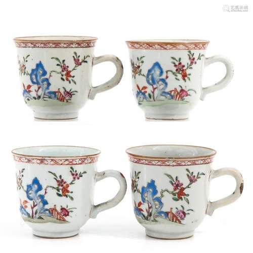 A Series of 4 Famille Rose Cups