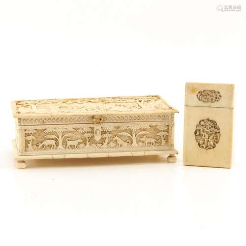 A Carved Card Case and Box