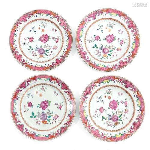 A Series of 4 Famille Rose Plates