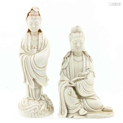 A Lot of 2 Quanyin Sculptures