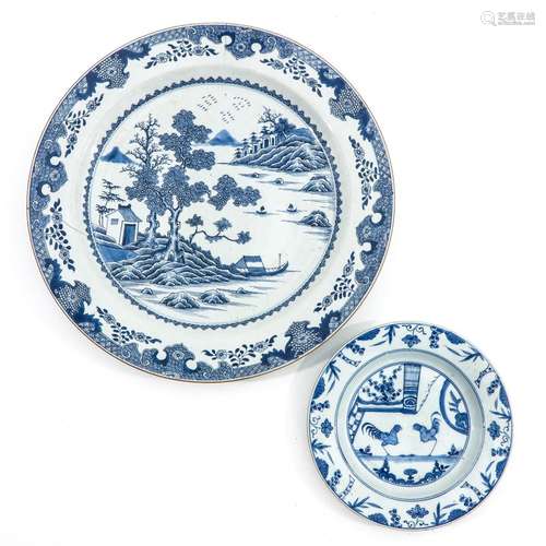 A Blue and White Charger and Plate