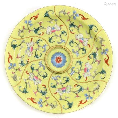 A Yellow Famille Rose Dish