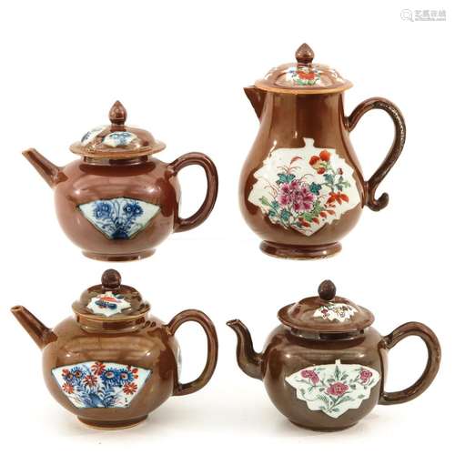 A Collectin of 4 Batavianware Teapots