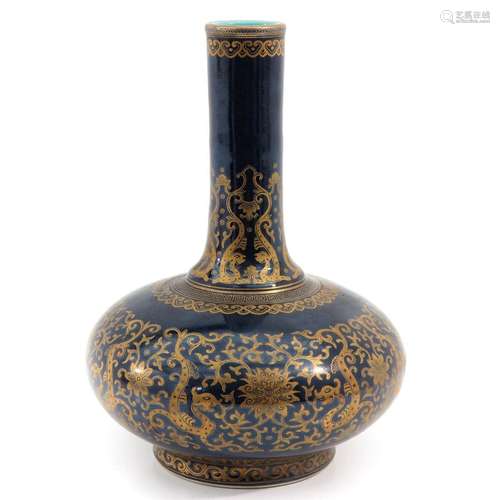 A Blue and Gilt Vase