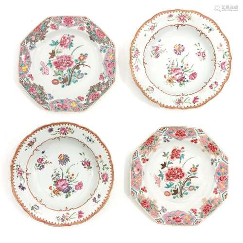 A Collection of 4 Famille Rose Plates