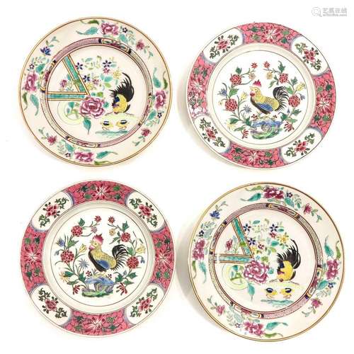 A Collection of 4 Famille Rose Plates