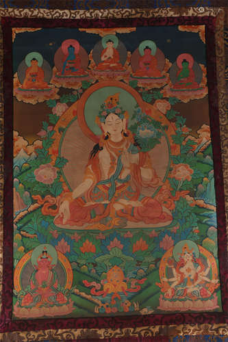 A White Tara Buddha Thangka.