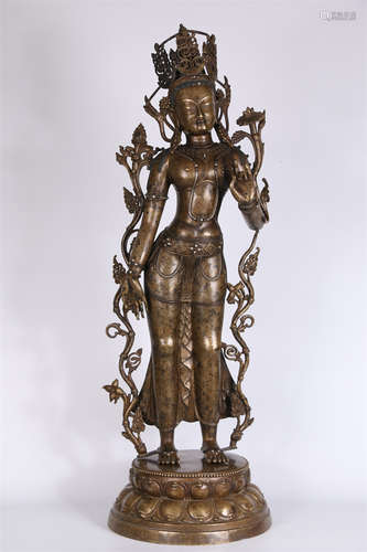 An Alloy Copper Guanyin Bodhisattva Statue.