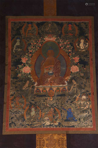 A Bhaisajyaguru Buddha Thangka.