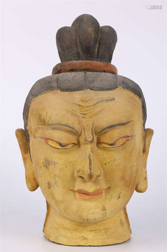 A Figuline Sakyamuni Buddha' Head Sculpture.