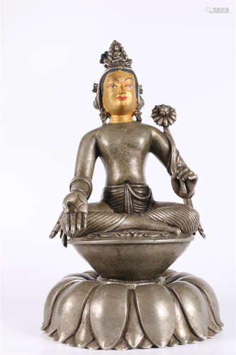 A Silver Wencheng Princess Buddha Statue.