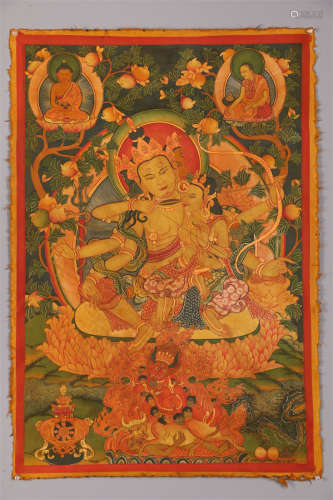A Bicorporate Vajrasattva Buddha Thangka.
