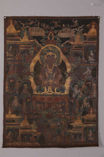 An Amitayus Buddha Thangka.