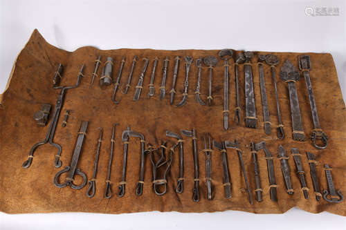 A Set of Gilt Cast Iron Surgical Instruments.