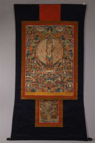 A Thousand-Hand Avalokitesvara Thangka.