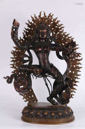 A Copper Guanyin Bodhisattva Statue.