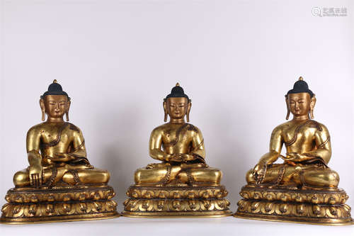 Gilt Copper Sakyamuni Buddha Statues.