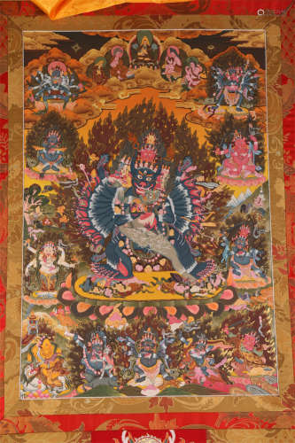 A Yamantaka Buddha Thangka.
