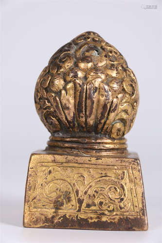 A Gilt Copper Tibetan Seal.