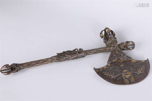 A Gilt Cast Iron Vajra Axe for Rite.