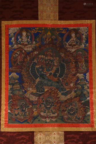 A Yamantaka Buddha Thangka.