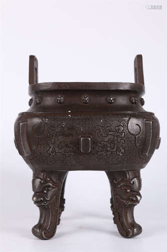 A Cast Iron Square Censer.